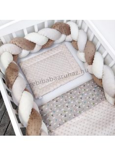   Harmony Baby 3 részes babaágynemű garnitúra - takaró + párna + fonott rácsvédő - Mogyoró - Repcsik 