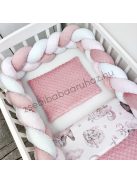 Deluxe Baby babaágynemű garnitúra babafészekkel - 5 részes - Mályvarózsa - Mackó és barátai a felhők között