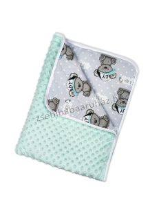   Luxury 75*100 cm-es Minky bélelt babatakaró - menta - Cuki macifiú