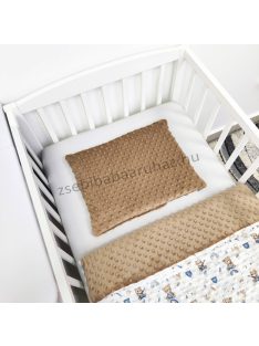   2 részes Minky babaágynemű garnitúra - takaró + párna - cappuccino - macikák szivárványon