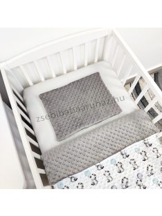   2 részes Minky babaágynemű garnitúra - takaró + párna - grafitszürke - zebrák lufikkal