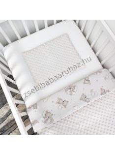   Deluxe Baby 2 részes babaágynemű garnitúra - takaró + párna - Mogyoró - felhőn alvó macikák