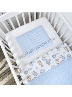   Deluxe Baby 2 részes babaágynemű garnitúra - takaró + párna - világoskék - léggömbös állatok