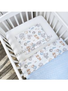   Deluxe Baby 2 részes babaágynemű garnitúra - takaró + párna - világoskék - léggömbös állatok