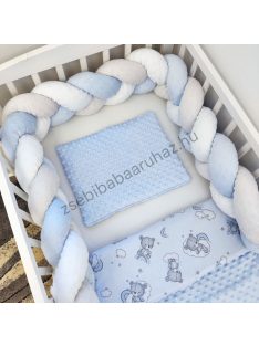   Deluxe Baby babaágynemű garnitúra babafészekkel - 5 részes - világoskék - felhőn alvó macikák II.