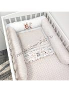 Deluxe Baby babaágynemű garnitúra hengerpárnás rácsvédővel - mogyoró nyuszi és bagoly