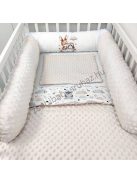 Deluxe Baby babaágynemű garnitúra hengerpárnás rácsvédővel - mogyoró nyuszi és bagoly