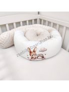 Deluxe Baby babaágynemű garnitúra hengerpárnás rácsvédővel - mogyoró nyuszi és bagoly