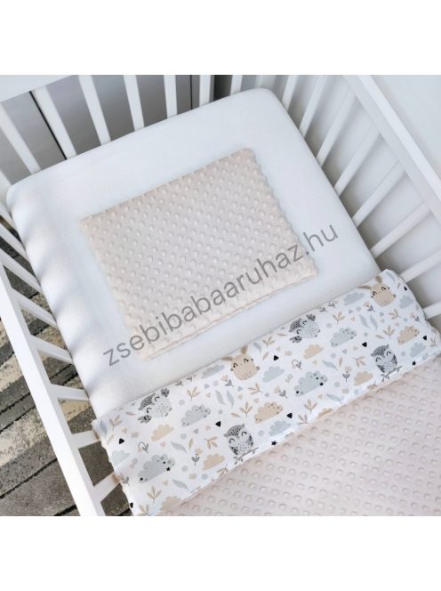 Deluxe Baby babaágynemű garnitúra hengerpárnás rácsvédővel - mogyoró nyuszi és bagoly