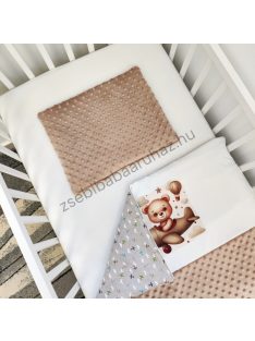   Deluxe Baby 2 részes babaágynemű garnitúra - takaró + párna - cappuccino - repcsis maci