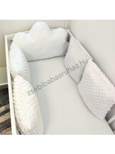   Deluxe Baby Minky párnás rácsvédő felhőpárnával, 5 db-os - tricolor (fehér - szürke - világos rózsaszín)