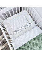 Deluxe Baby 3 részes Minky babaágynemű garnitúra - takaró + párna + fonott rácsvédő - sötét zsályazöld - fehér - antracit