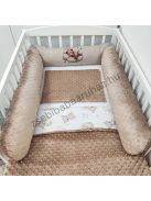 Deluxe Baby babaágynemű garnitúra hengerpárnás rácsvédővel - cappuccino alvó maci