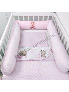 Deluxe Baby babaágynemű garnitúra hengerpárnás rácsvédővel - rózsaszín bébi zsiráf