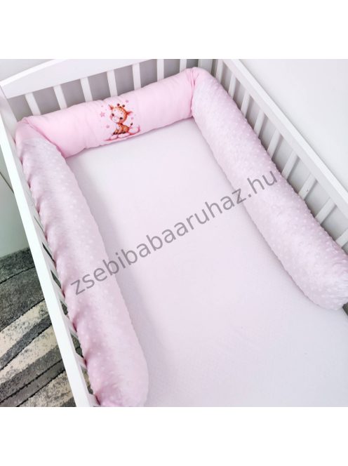 Deluxe Baby babaágynemű garnitúra hengerpárnás rácsvédővel - rózsaszín bébi zsiráf