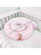 Deluxe Baby babaágynemű garnitúra hengerpárnás rácsvédővel - rózsaszín bébi zsiráf