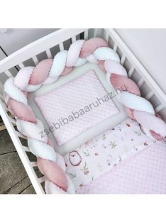   Deluxe Baby babaágynemű garnitúra babafészekkel - 5 részes - Világos rózsaszín - őzike és barátai