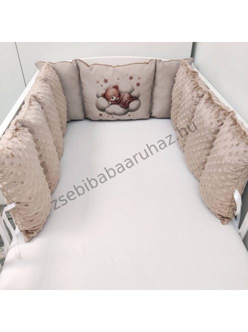 Deluxe Baby Extra párnás rácsvédő - Dreamland Collection - cappuccino alvó maci
