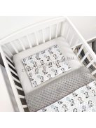 3 részes Minky babaágynemű garnitúra - takaró + párna + fonott rácsvédő - szürke - zebrák lufikkal