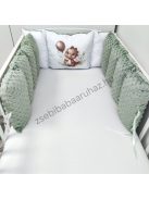 Babaágynemű rácsvédővel - Extra párnás - zsályazöld - bébi dínó