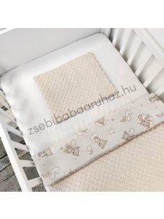   Deluxe Baby 3 részes babaágynemű garnitúra - takaró + párna + fonott rácsvédő - mogyoró - felhőn alvó macikák I.