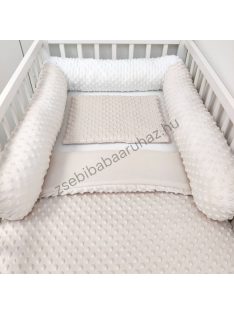   Deluxe Baby babaágynemű garnitúra hengerpárnás rácsvédővel - mogyoró