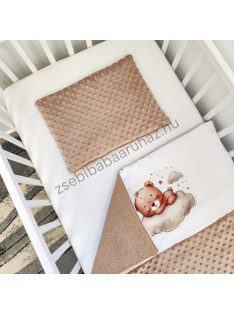   Deluxe Baby 2 részes babaágynemű garnitúra - takaró + párna - cappuccino - felhőn álmodó maci