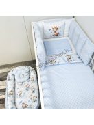 Deluxe Baby babaágynemű garnitúra Extra párnás rácsvédővel - Dreamland Collection - világoskék bébi zsiráf