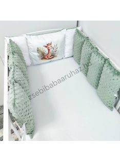   Deluxe Baby Extra párnás rácsvédő - Dreamland Collection - sötét zsályazöld - szavanna