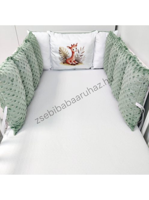 Deluxe Baby Extra párnás rácsvédő - Dreamland Collection - sötét zsályazöld - szavanna