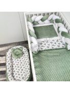 Deluxe Baby babaágynemű garnitúra babafészekkel - 5 részes - sötét zsályazöld - koalák II.