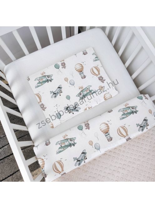 Deluxe Baby 2 részes babaágynemű garnitúra - takaró + párna - Mogyoró - repcsis rókák