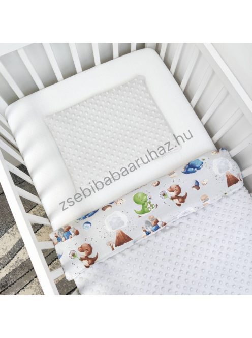 Babaágynemű rácsvédővel - Extra párnás - szürke - cuki dínók