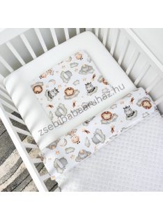   Deluxe Baby 2 részes babaágynemű garnitúra - takaró + párna - szürke - vidám szafari