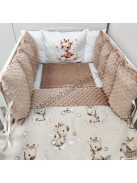 Deluxe Baby babaágynemű garnitúra Extra párnás rácsvédővel - Dreamland Collection - cappuccino bébi zsiráf