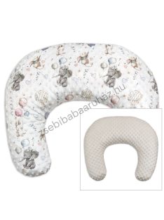   Deluxe Baby Comfort szoptatóspárna - Minky - mogyoró - elefántok léggömbökkel