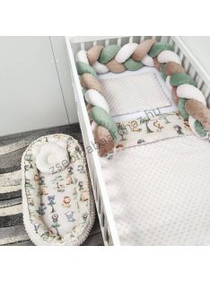   Deluxe Baby babaágynemű garnitúra babafészekkel - 5 részes - mogyoró - szafari kölykök