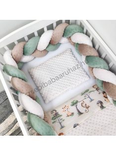   Deluxe Baby babaágynemű garnitúra babafészekkel - 5 részes - mogyoró - szafari kölykök