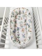 Deluxe Baby babaágynemű garnitúra babafészekkel - 5 részes - mogyoró - szafari kölykök
