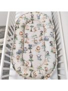 Deluxe Baby babaágynemű garnitúra babafészekkel - 5 részes - mogyoró - szafari kölykök