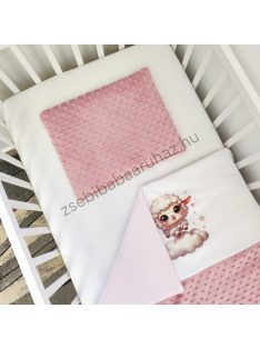   Deluxe Baby 2 részes babaágynemű garnitúra - takaró + párna - mályvarózsa - bárányka
