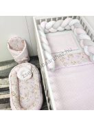 Deluxe Baby babaágynemű garnitúra babafészekkel - 6 részes - Világos rózsaszín - rózsaszín bébi erdei állatok