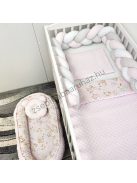 Deluxe Baby babaágynemű garnitúra babafészekkel - 6 részes - Világos rózsaszín - rózsaszín bébi erdei állatok