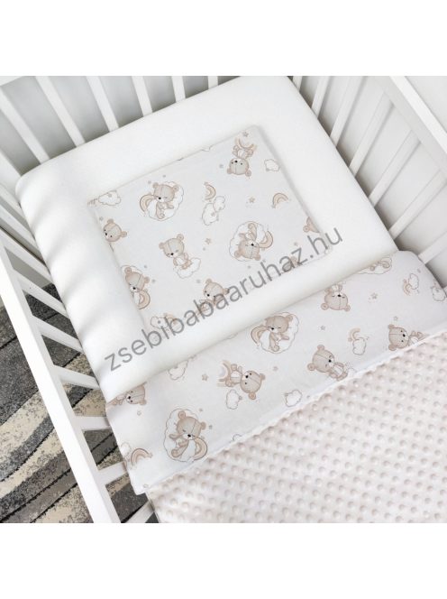 Deluxe Baby babaágynemű garnitúra Extra párnás rácsvédővel - Dreamland Collection - mogyoró alvó maci