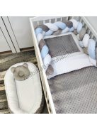 Deluxe Baby Minky babaágynemű garnitúra babafészekkel - 5 részes - grafit - fehér - világoskék
