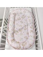 Deluxe Baby többfunkciós babafészek macipárnával - Minky világos rózsaszín - rózsaszín bébi erdei állatok