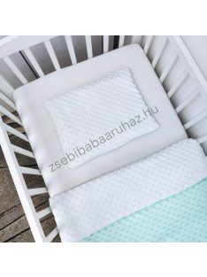   2 részes Minky babaágynemű garnitúra - takaró + párna - menta - fehér