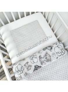   Deluxe Baby 3 részes babaágynemű garnitúra - takaró + párna + fonott rácsvédő - Szürke - Bébi szafari