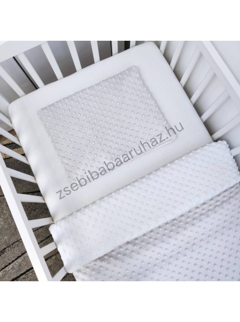 Deluxe Baby 3 részes Minky babaágynemű garnitúra - takaró + párna + fonott rácsvédő - szürke - fehér - sötét grafit