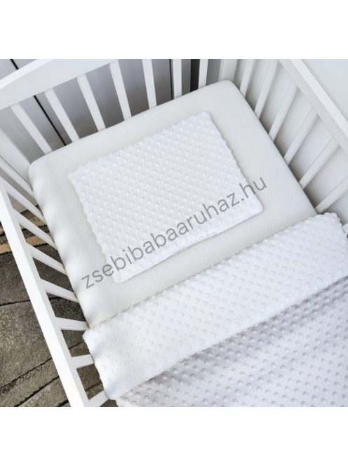 Deluxe Baby 3 részes Minky babaágynemű garnitúra - takaró + párna + fonott rácsvédő - szürke - fehér - sötét grafit